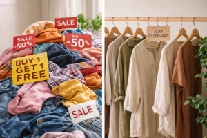 Vergelijking eco kleding versus fast fashion: duurzame materialen en productie versus snelle trends en afval